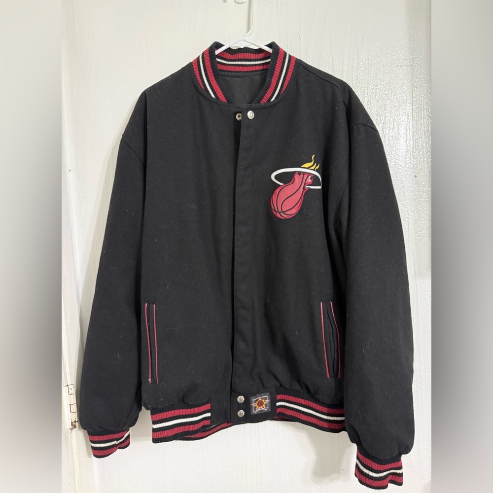 Miami Heat Jacket Reversible Wool NBA JH Designs Size Large Jeff Hamilton